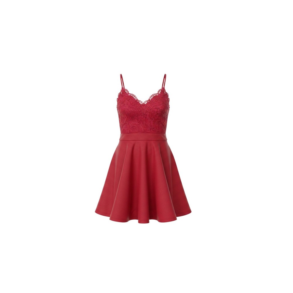 rue21 Skater Dress Womens M Red Excellent Lace Bodice Fit & Flare Mini